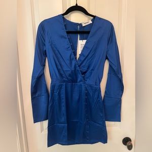 SHOWPO BLUE LONG SLEEVE MINI DRESS
